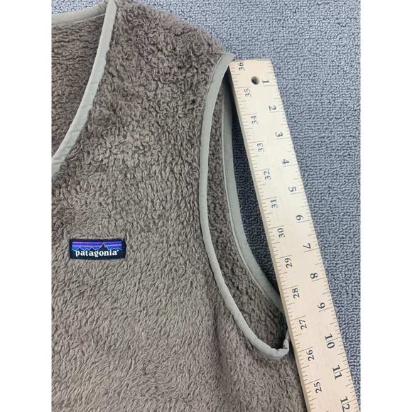 Patagonia Los Gatos Vest Men M Tan Fleece Sherpa Snap Button Pockets V-Neck - Picture 6 of 11